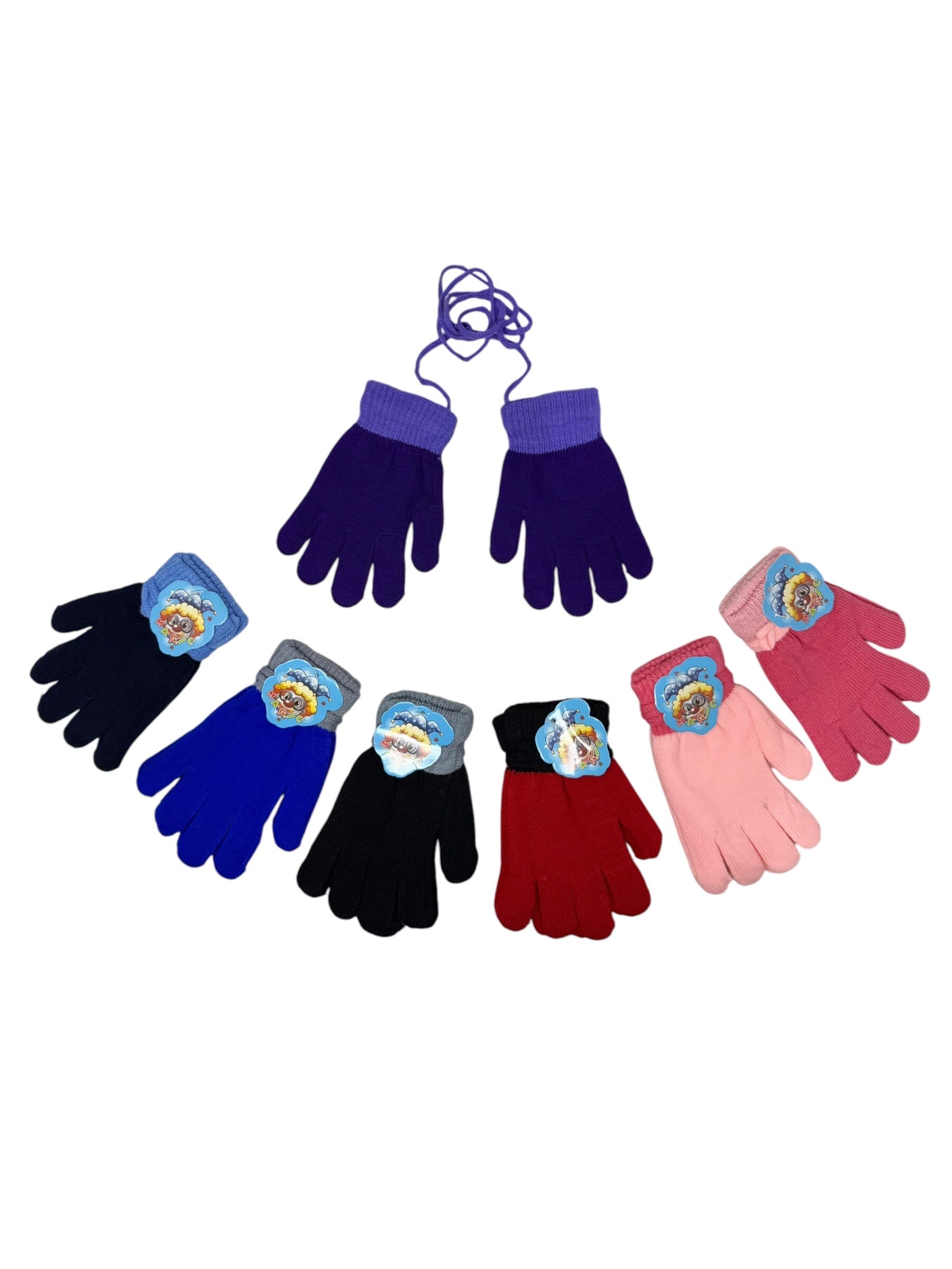 Grossiste DH DIFFUSION - Gants enfant extensible magique avec ficelle - 1,5 à 6 ans