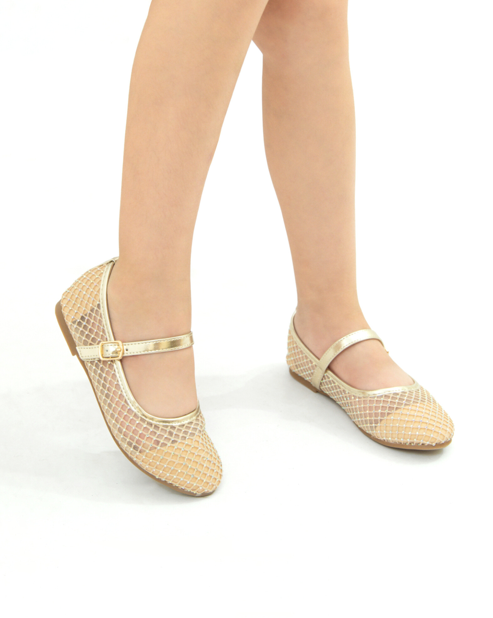 Grossiste Doremi - Ballerines plates filles avec résille à strass