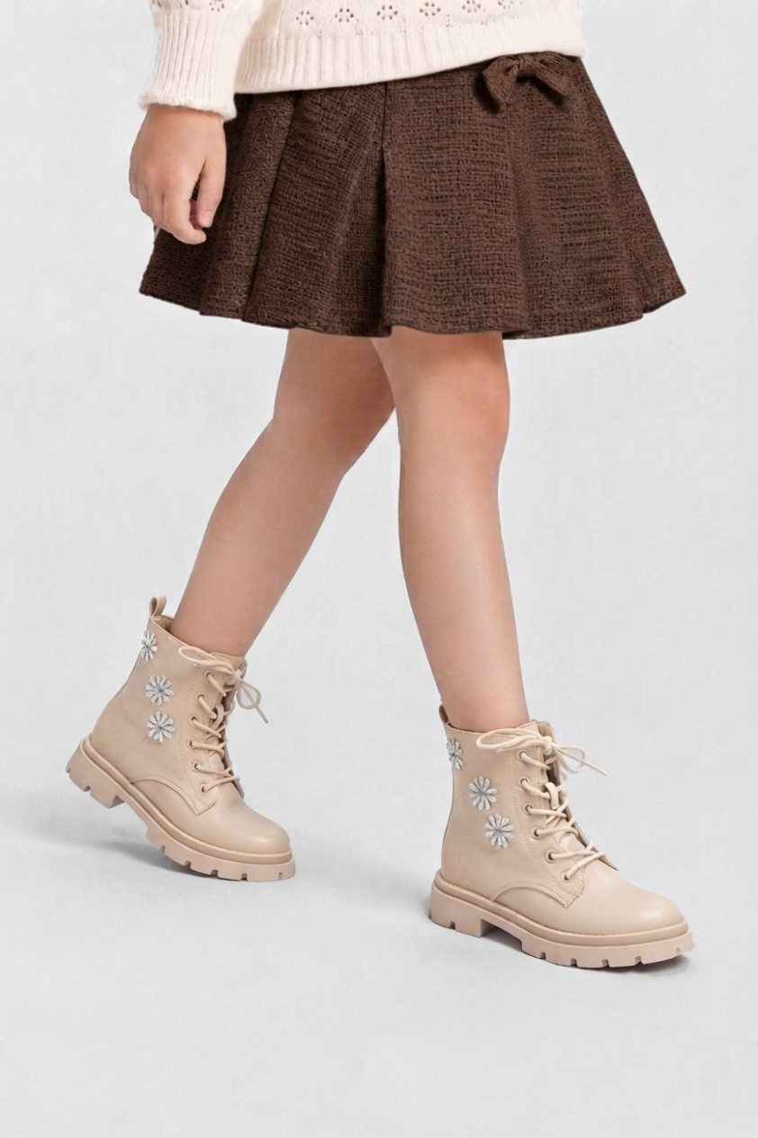 Grossiste Doremi - Bottines à broderies fleurs pour enfants