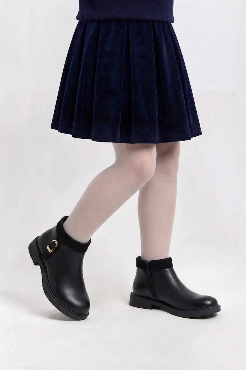 Grossiste Doremi - Bottines enfants bi-matière à boucle doré