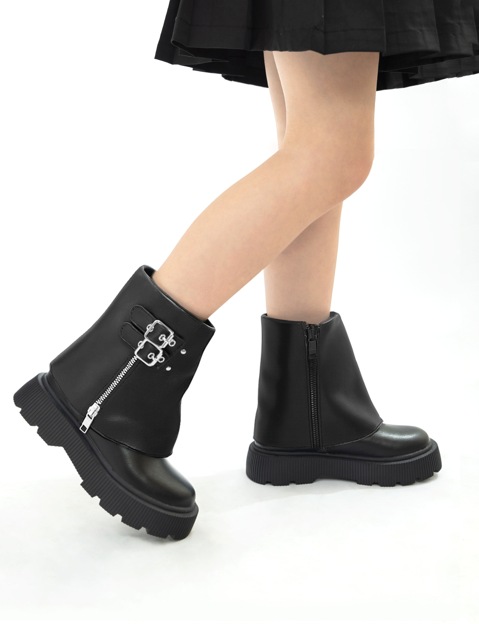 Großhändler Doremi - Kinder-Rockstiefeletten mit Umschlag und Doppelverschluss