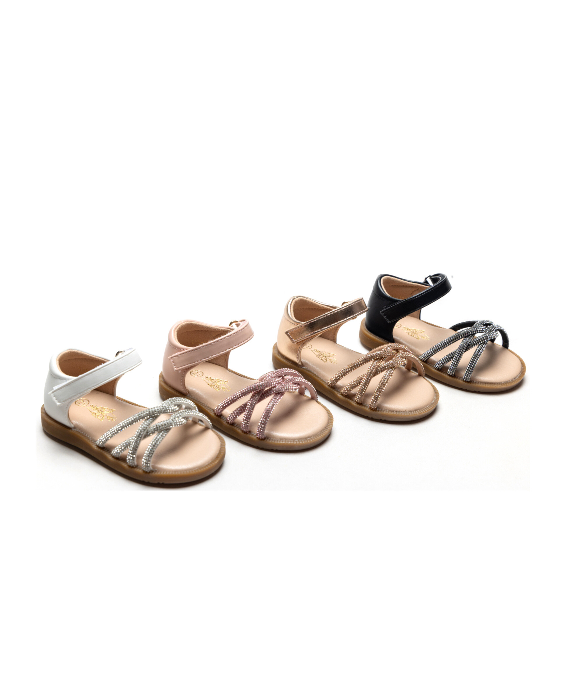 Mayorista Doremi - Sandalias de verano para niños en velcro con diamantes de imitación