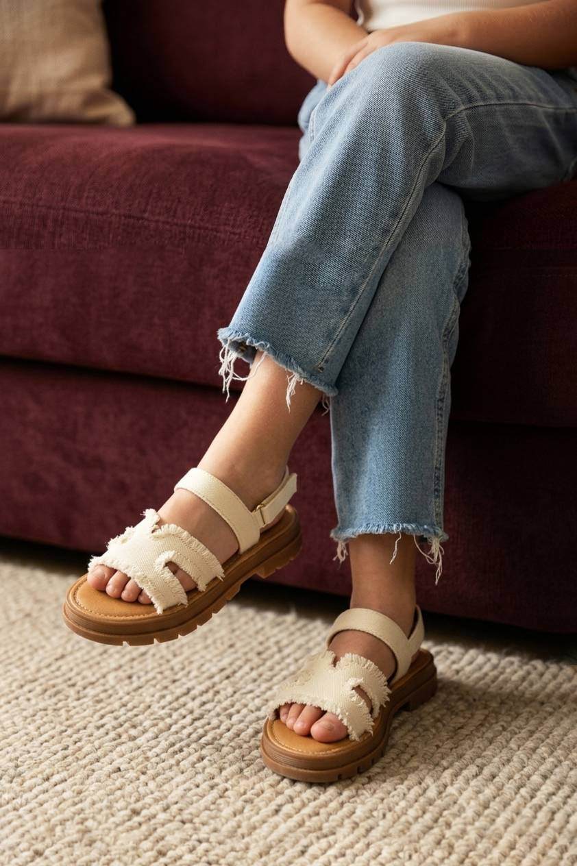 Grossiste Doremi - Sandales denim été enfants à bride velcro pour enfants