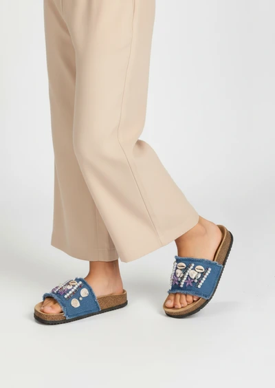Großhändler Doremi - Kinder-Denim-Mules mit Schmuck und Perlen Großhändler Doremi - Kinder-Denim-Mules mit Schmuck und Perlen
