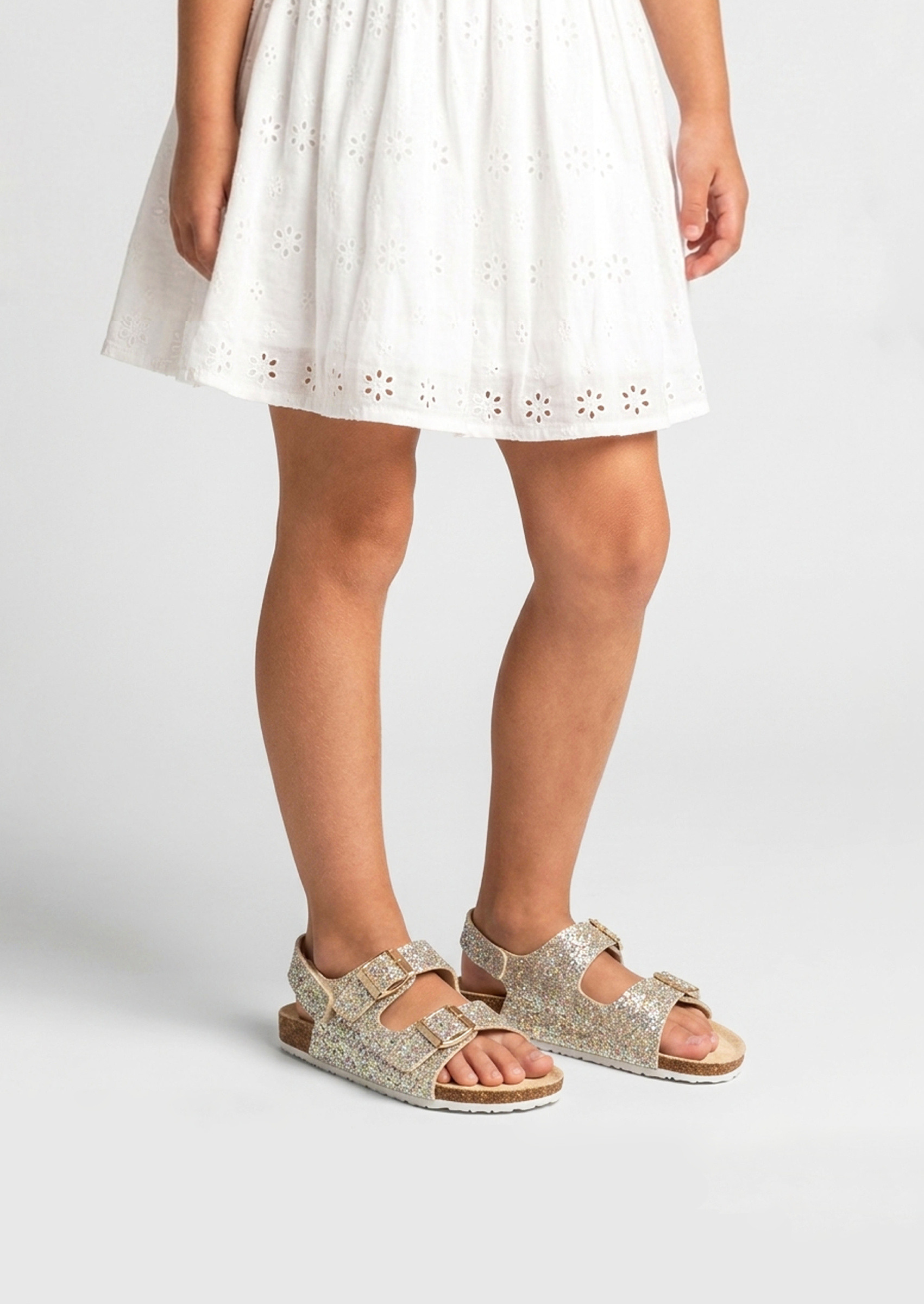 Wholesaler Doremi - Children's summer sandals with multicolored glitter and velcro