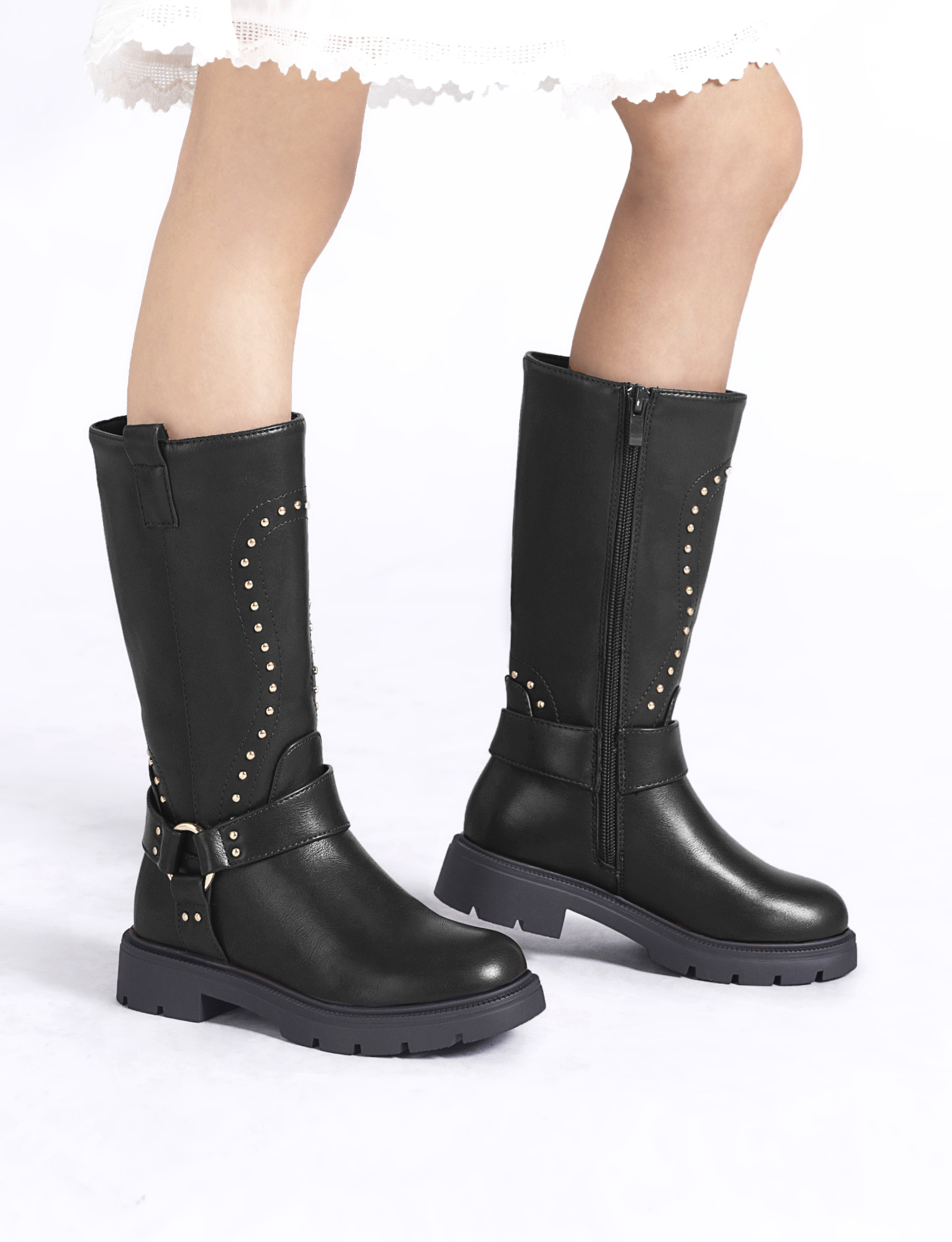 Wholesaler Doremi - Children's studded biker high boots