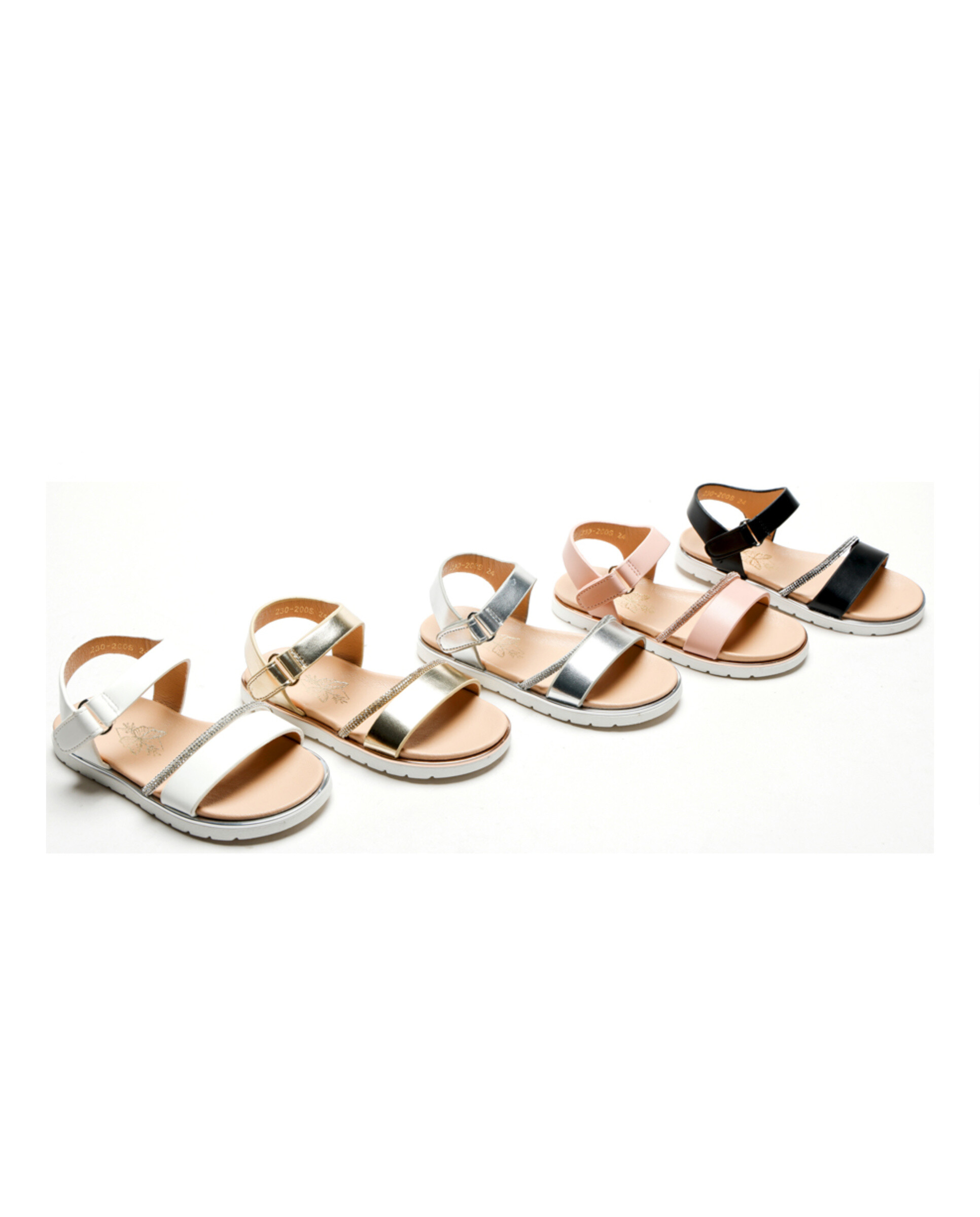 Grossiste Doremi - Sandales été à brides strass pour enfants avec velcro