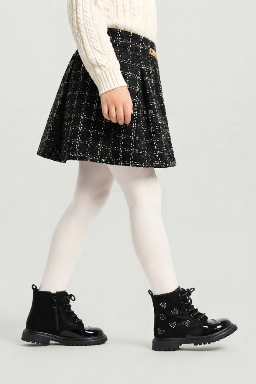 Grossiste Doremi - Bottines vernies bi-matière velours enfants à cœur strass