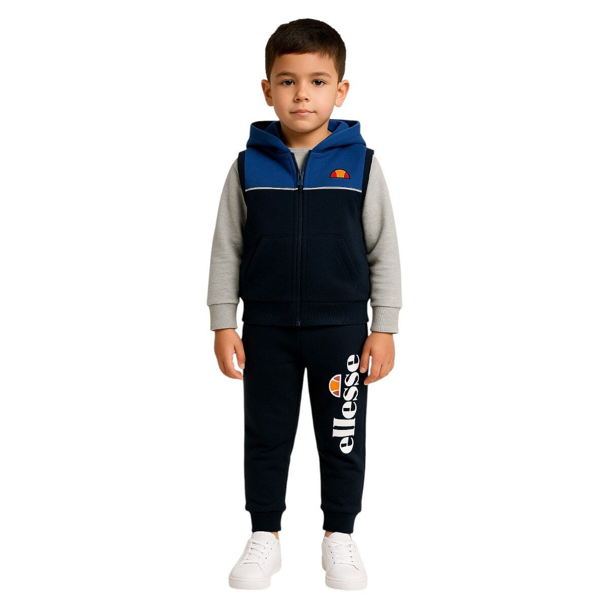 Großhändler Ellesse - 3-teiliges Set; ärmellose Kapuzenjacke, langärmeliges T-Shirt und Jogginghose, Ellesse Jungen