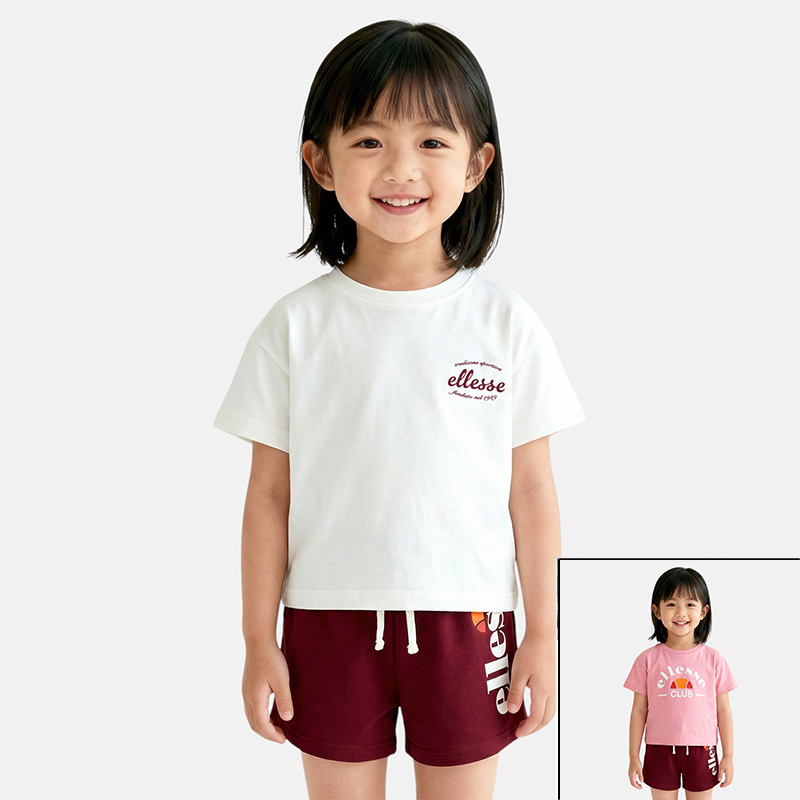 Großhändler Ellesse - Ellesse 2er-Pack T-Shirts und Shorts für Mädchen, Größe 2 bis 7 Jahre