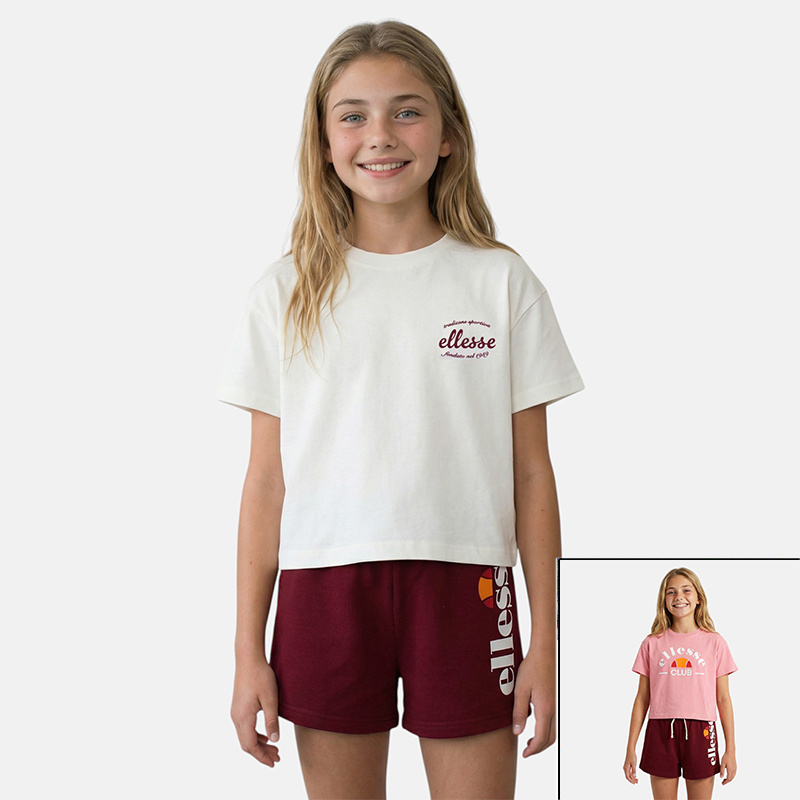 Großhändler Ellesse - Ellesse 2er-Pack T-Shirts und Shorts für Mädchen, Größe 8 bis 14 Jahre