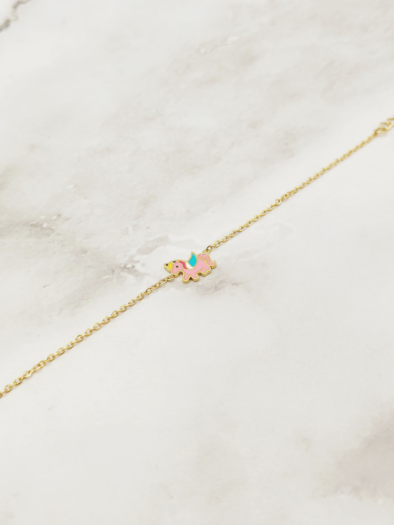 Mayorista Emily - Pulsera de acero inoxidable para niños Unicornio rosa