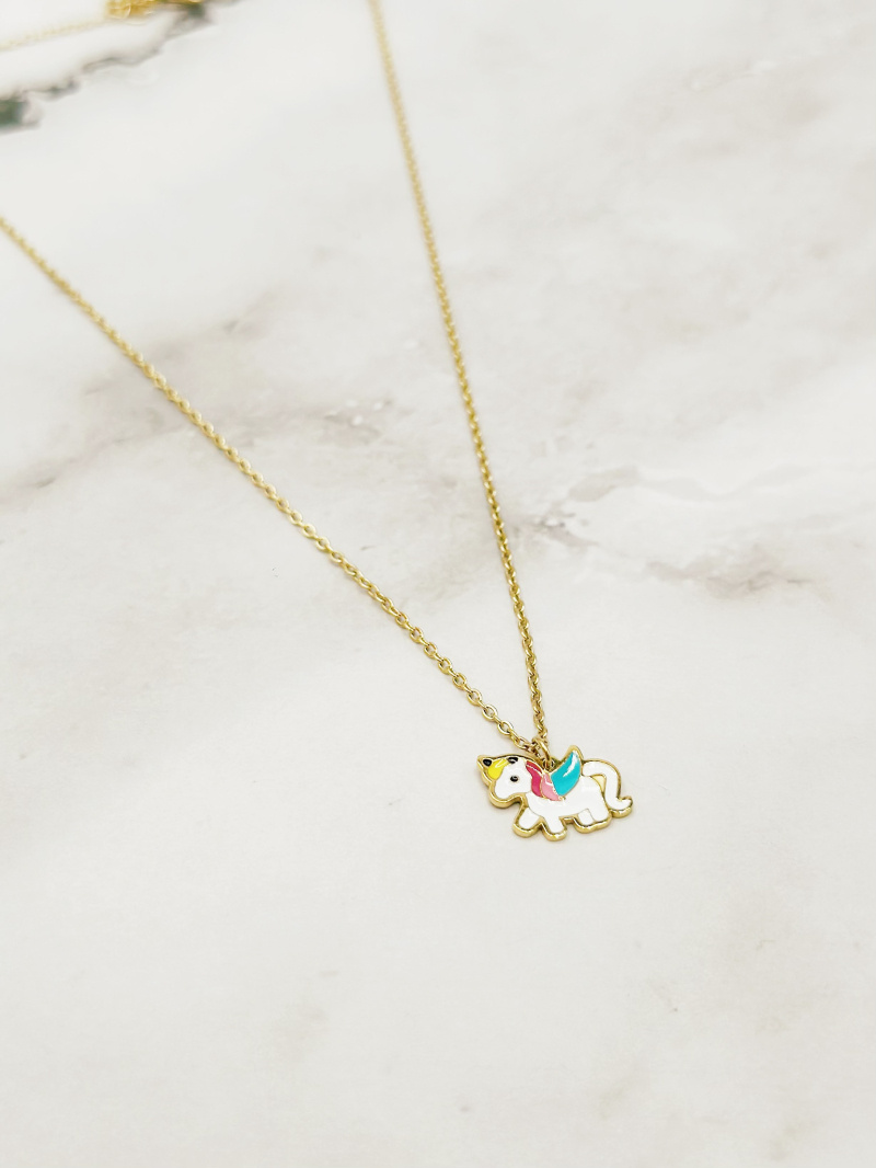 Wholesaler Emily - Stainless Steel Necklace for Kids White Unicorn