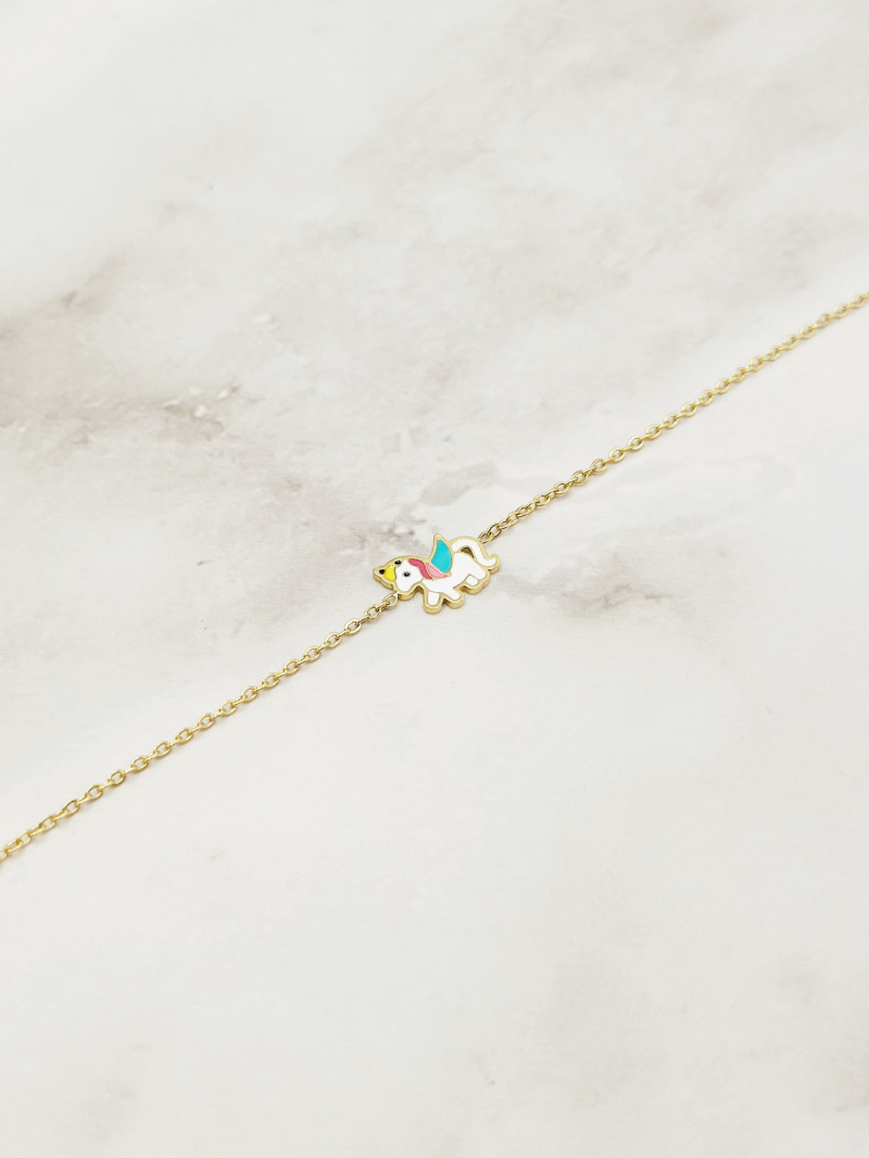 Wholesaler Emily - White Unicorn Stainless Steel Bracelet for Kids