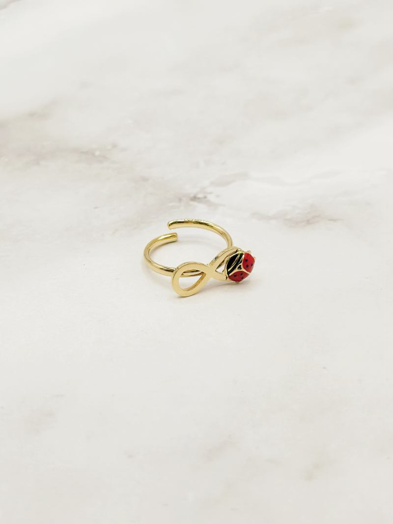 Wholesaler Emily - Adjustable stainless steel ring for children Infinity Ladybug