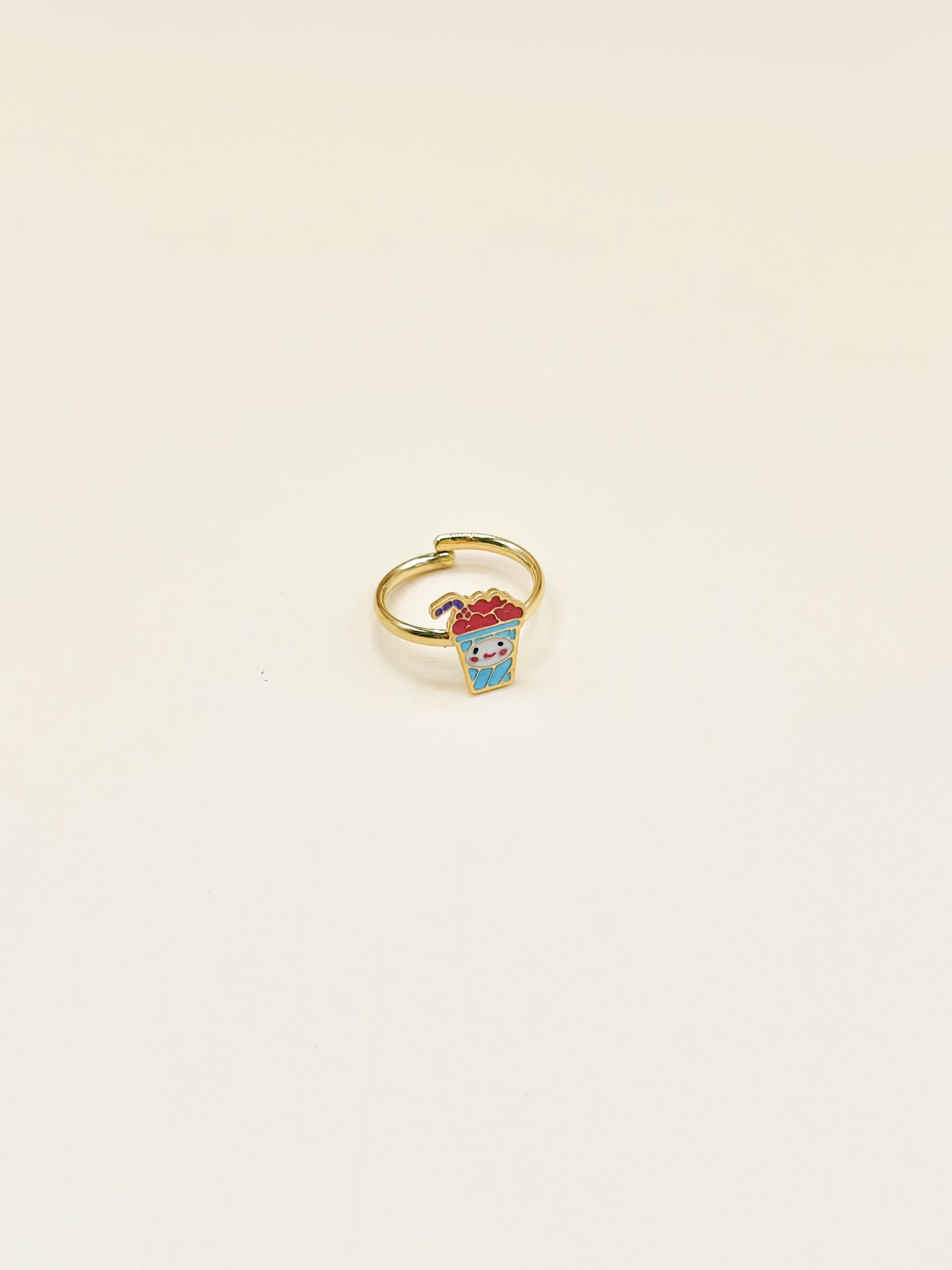 Grossiste Emily - Bague ajustable enfant en acier inoxydable doré Boisson
