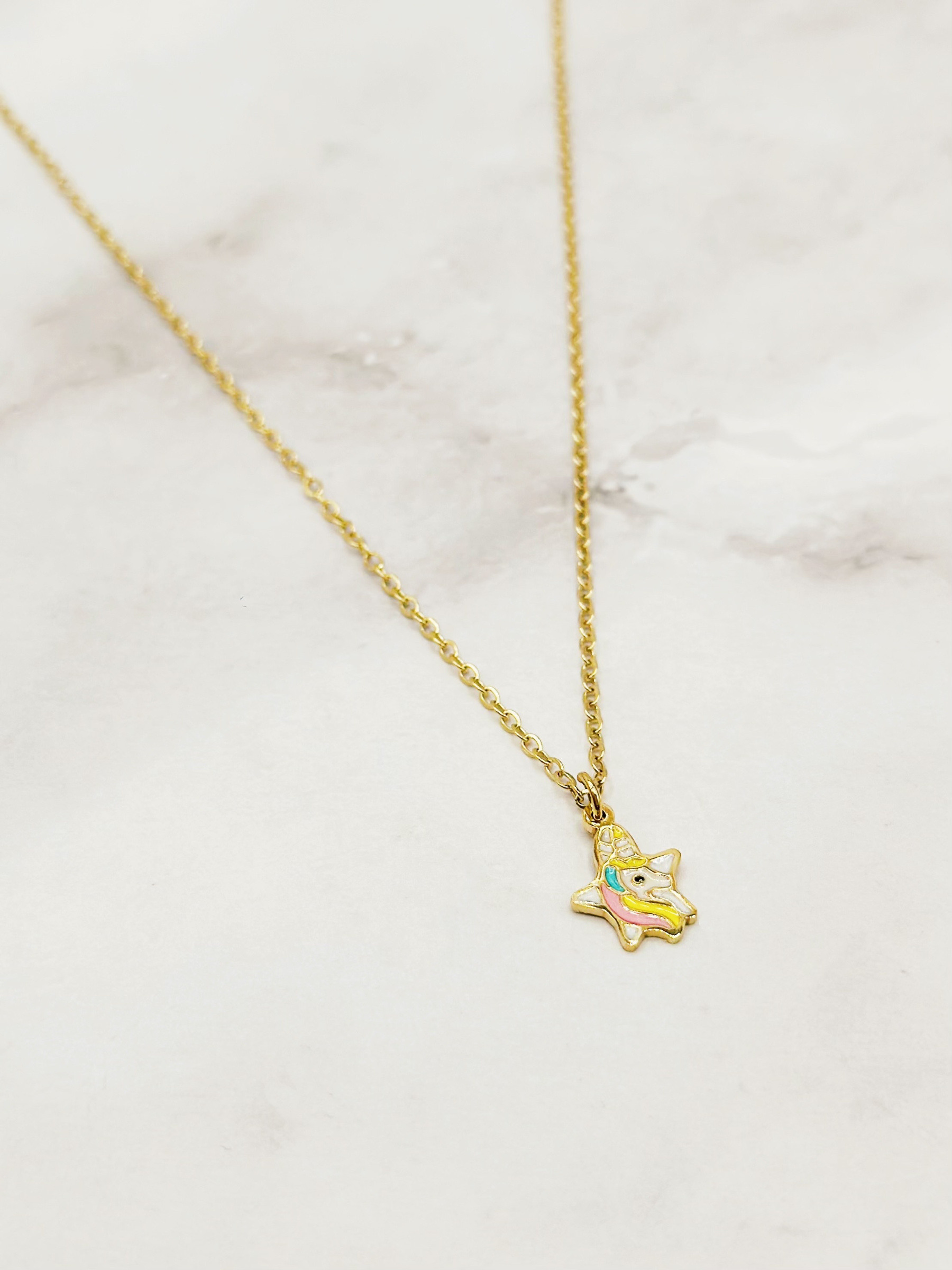 Wholesaler Emily - Stainless Steel Necklace for Kids Unicorn Star