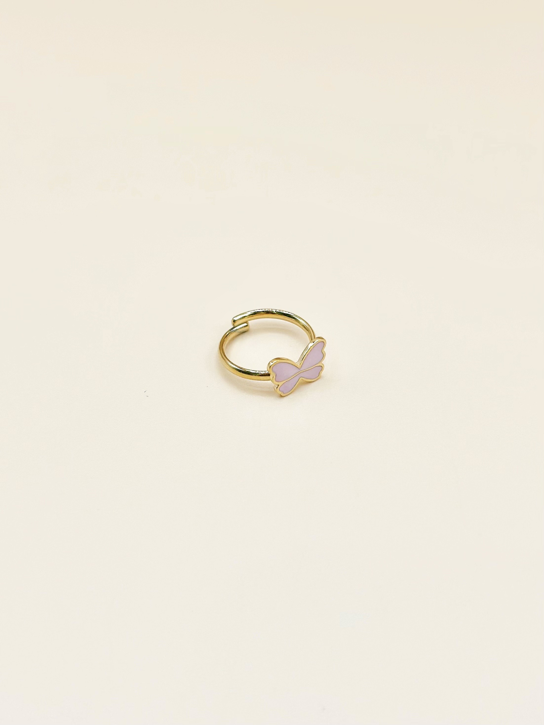 Grossiste Emily - Bague ajustable enfant en acier inoxydable doré Papillon