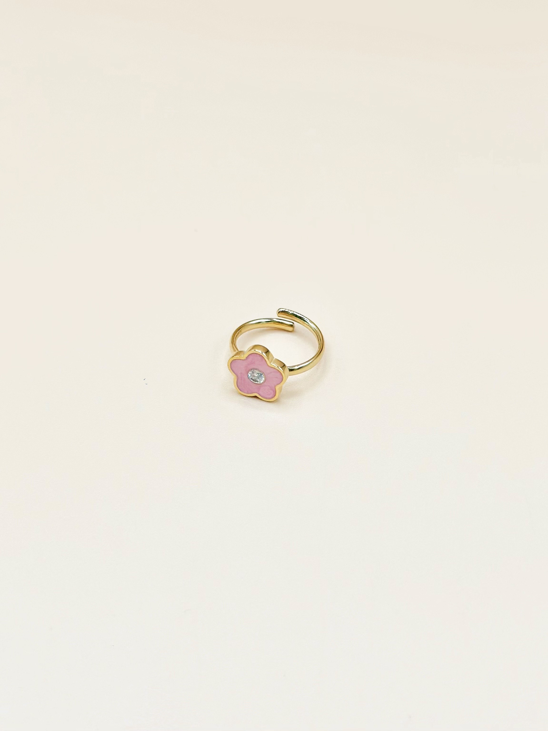 Grossiste Emily - Bague ajustable enfant en acier inoxydable doré Fleur