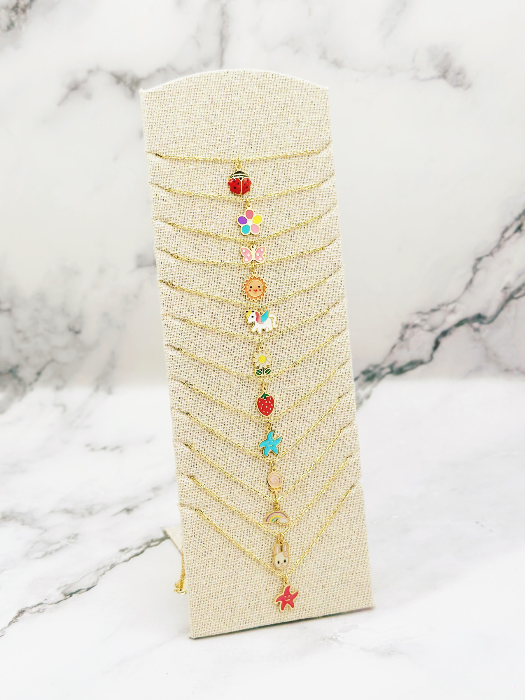 Wholesaler Emily - Set of 12 adjustable enamel stainless steel necklaces for children