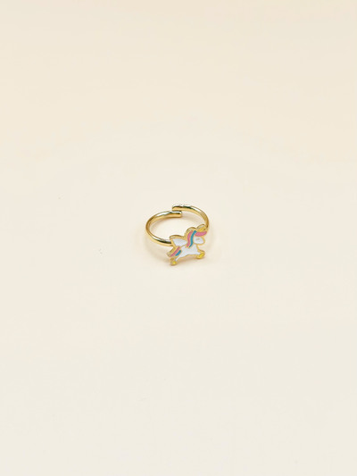 Grossiste Emily - Bague ajustable enfant en acier inoxydable doré Licorne Grossiste Emily - Bague ajustable enfant en acier inoxydable doré Licorne