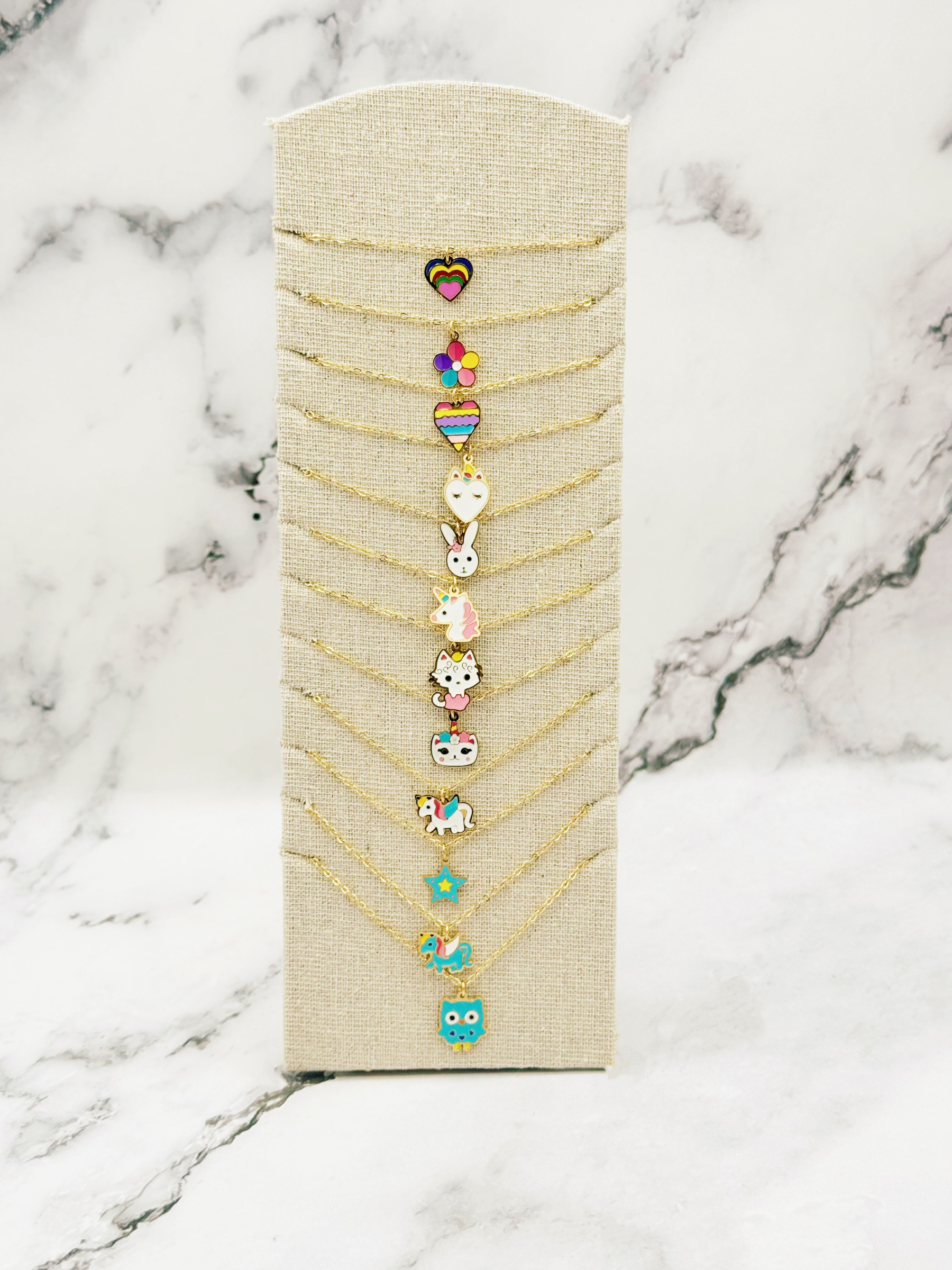 Wholesaler Emily - Set of 12 adjustable children's necklaces in stainless steel