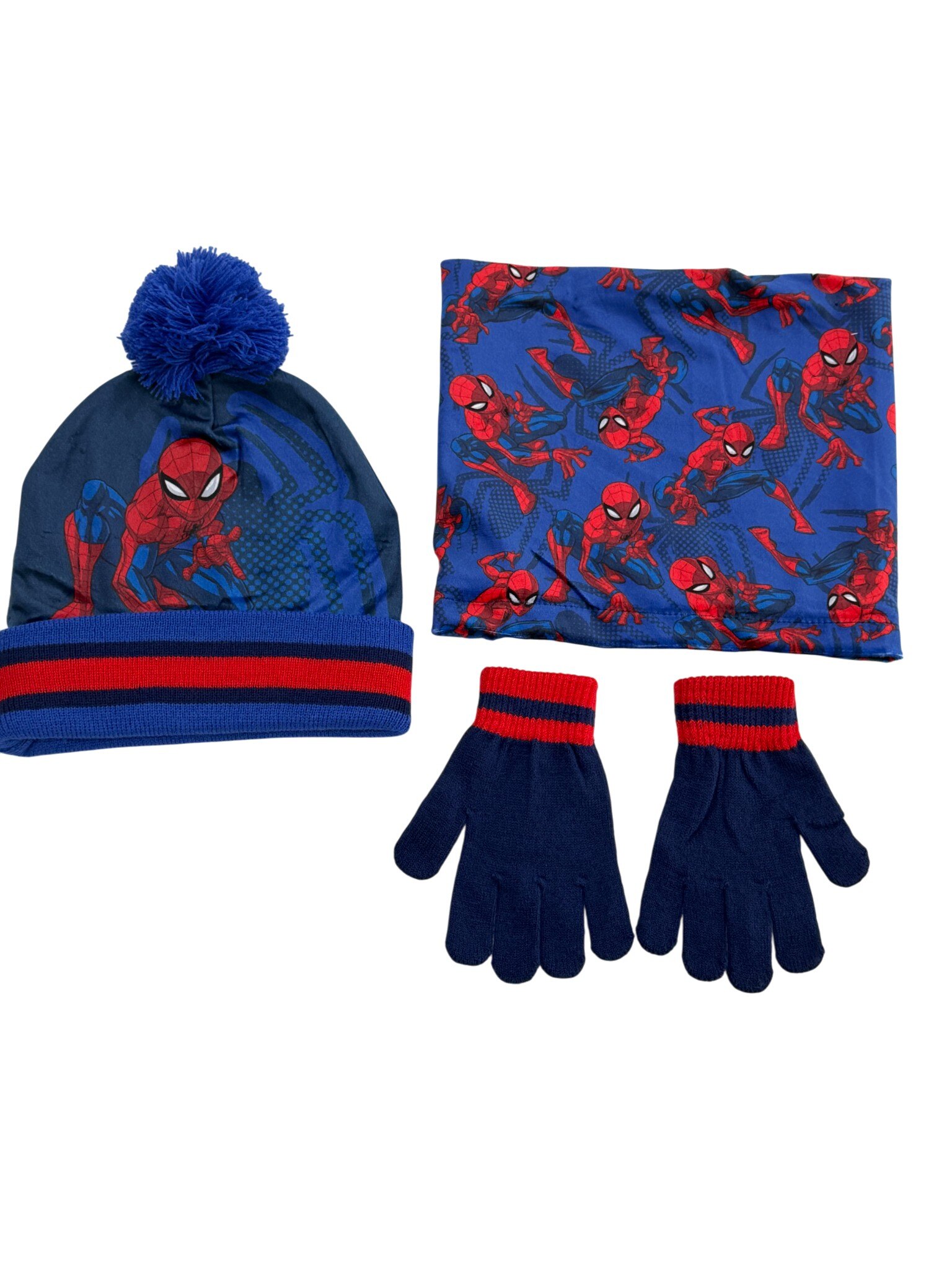 Grossiste Exquily - SET HIVER GARÇON BONNET-GANTS-TOUR DE COU SPIDER MAN