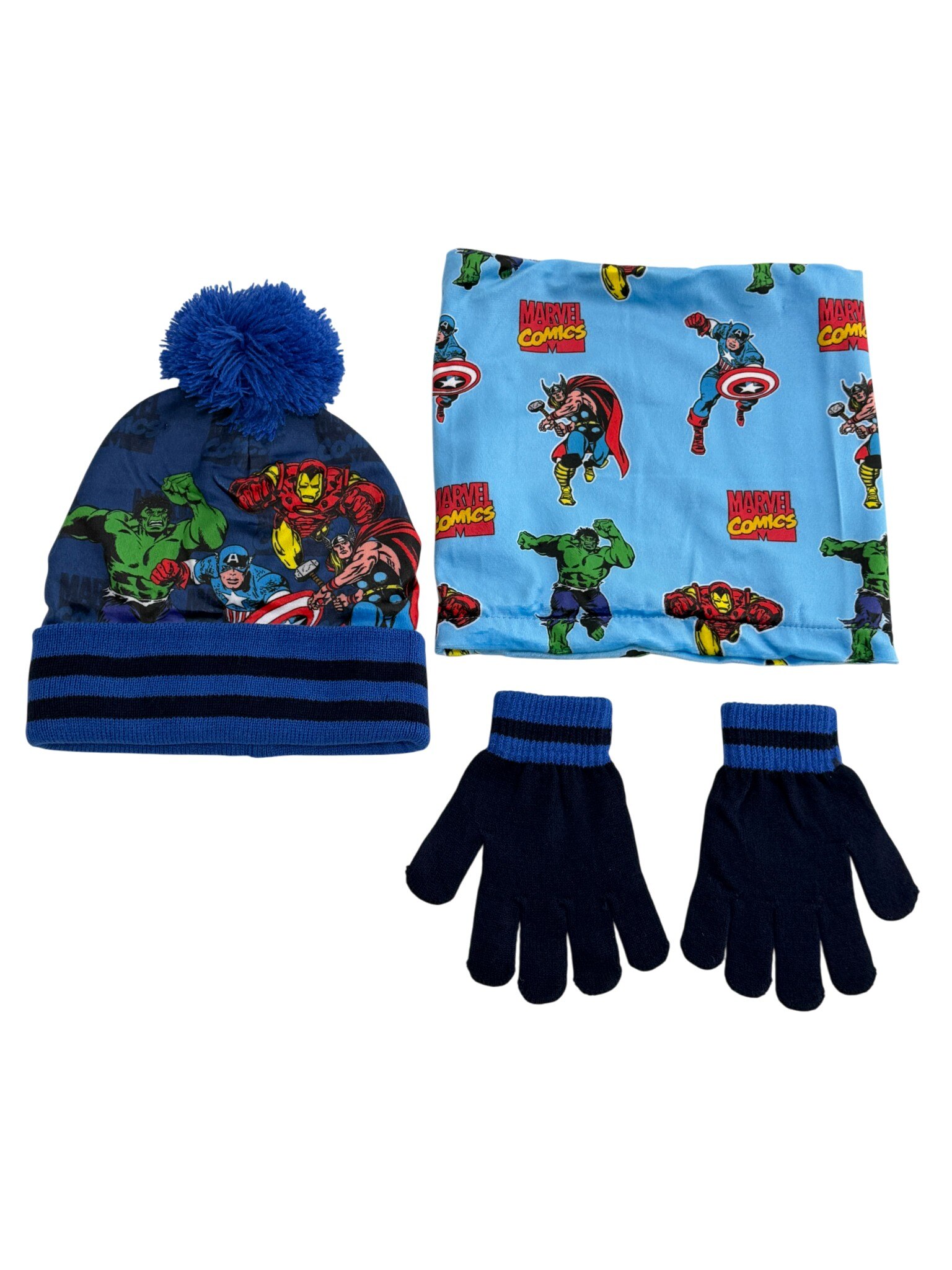 Grossiste Exquily - SET HIVER GARÇON BONNET-GANTS-TOUR DE COU AVENGERS