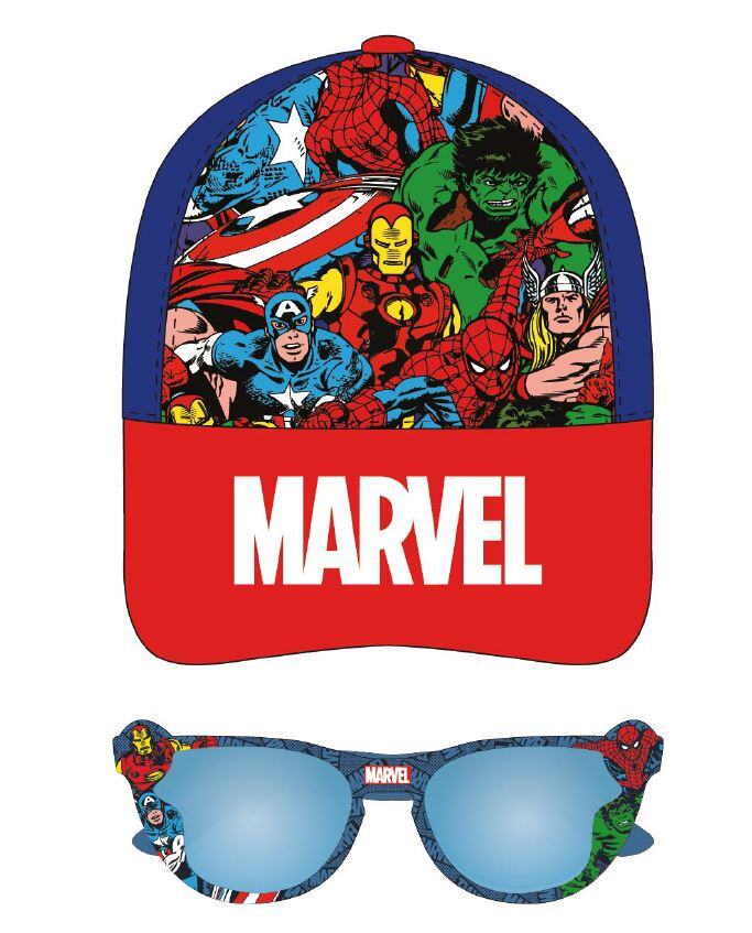 Grossiste Exquily - SET GARÇON CASQUETTE ET LUNETTES SOLAIRES AVENGERS