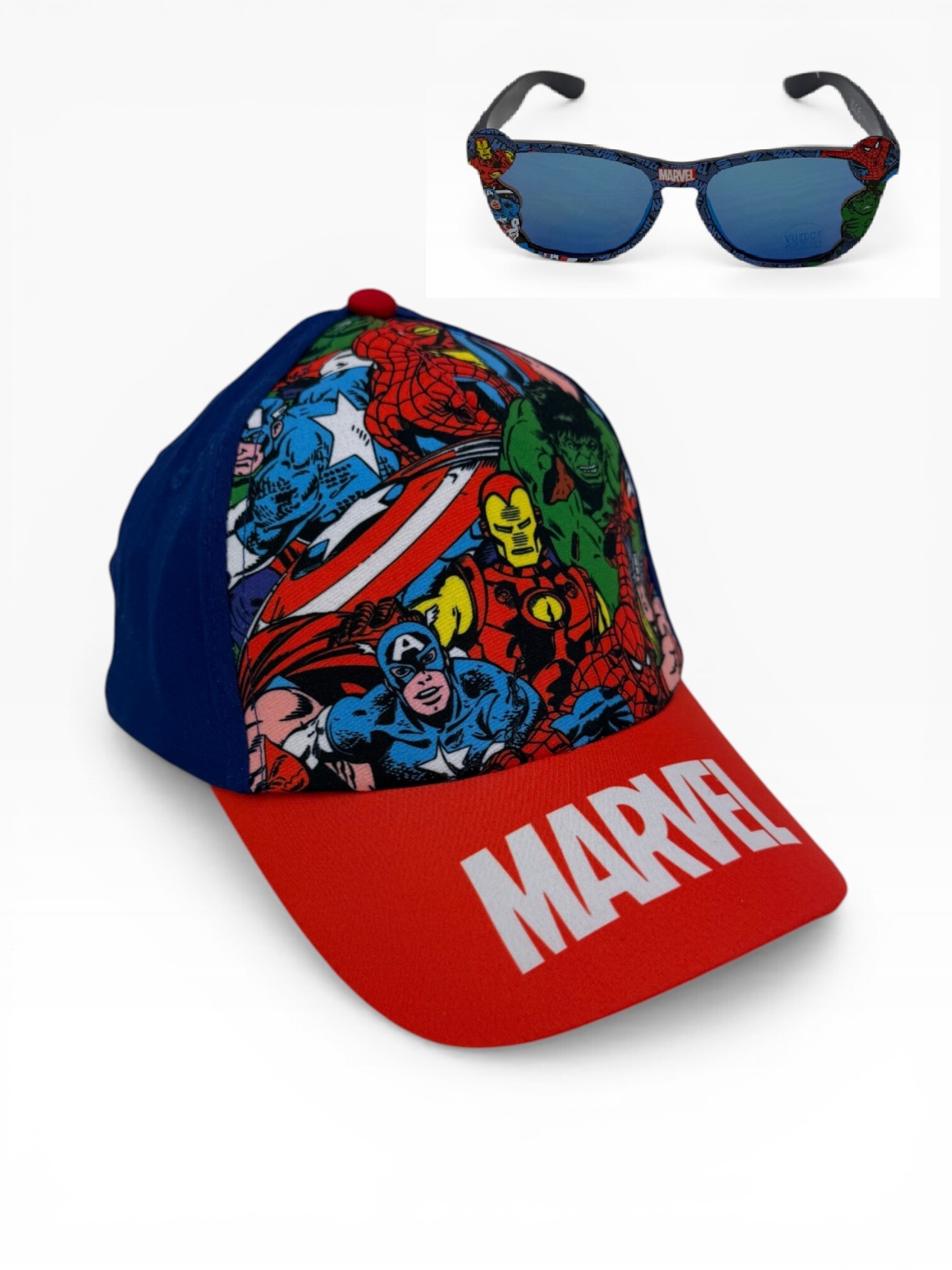 Grossiste Exquily - SET GARCON CASQUETTE ET LUNETTES SOLAIRES AVENGERS