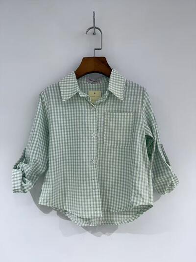 Wholesaler Fiona & Co - Girls' gingham check shirt with rhinestone details Wholesaler Fiona & Co - Girls' gingham check shirt with rhinestone details