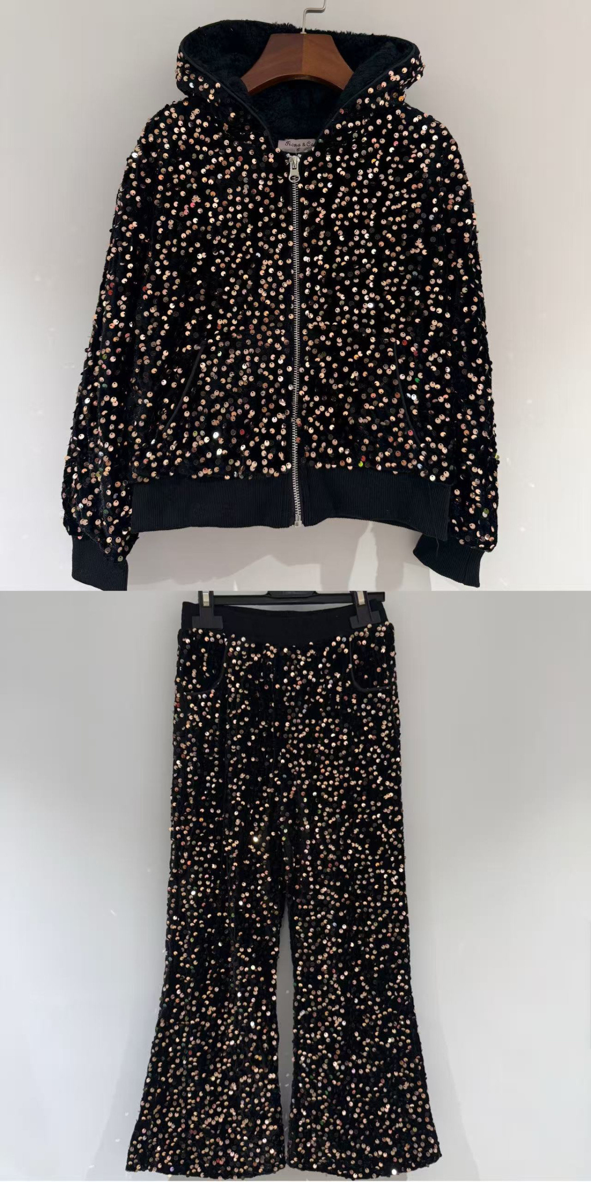 Mayorista Fiona & Co - Conjunto de fiesta de invierno para niña en terciopelo y lentejuelas