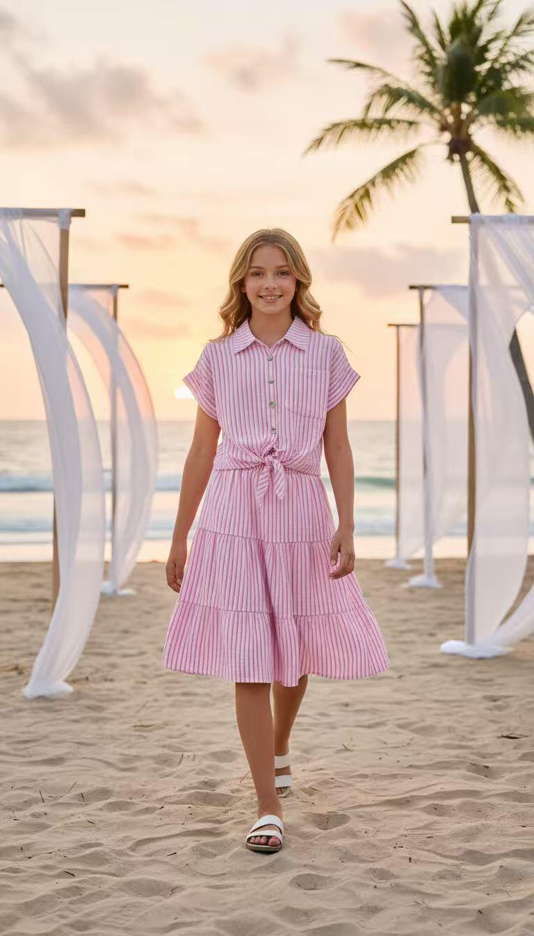 Mayorista Fiona & Co - Conjunto de niña: blusa + falda larga a rayas