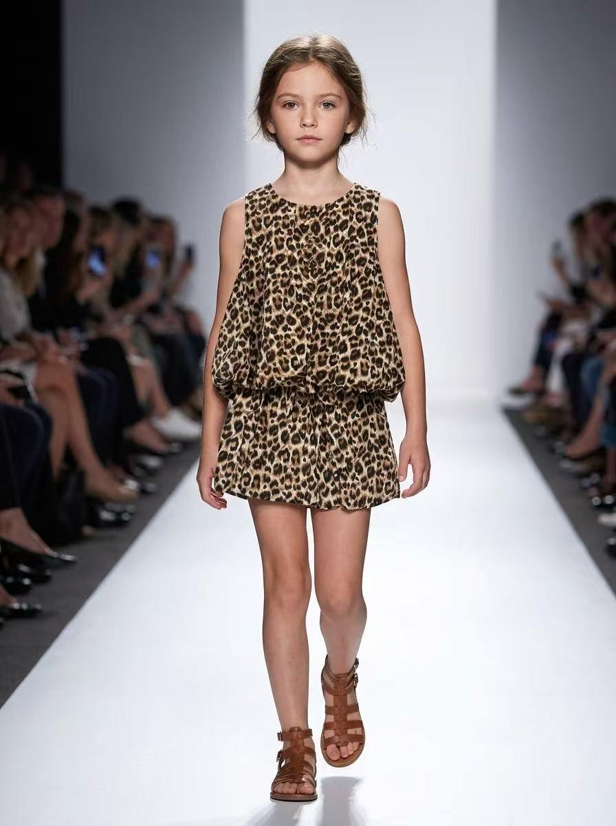Mayorista Fiona & Co - Conjunto de top globo y shorts globo con estampado de leopardo y detalles de lazos
