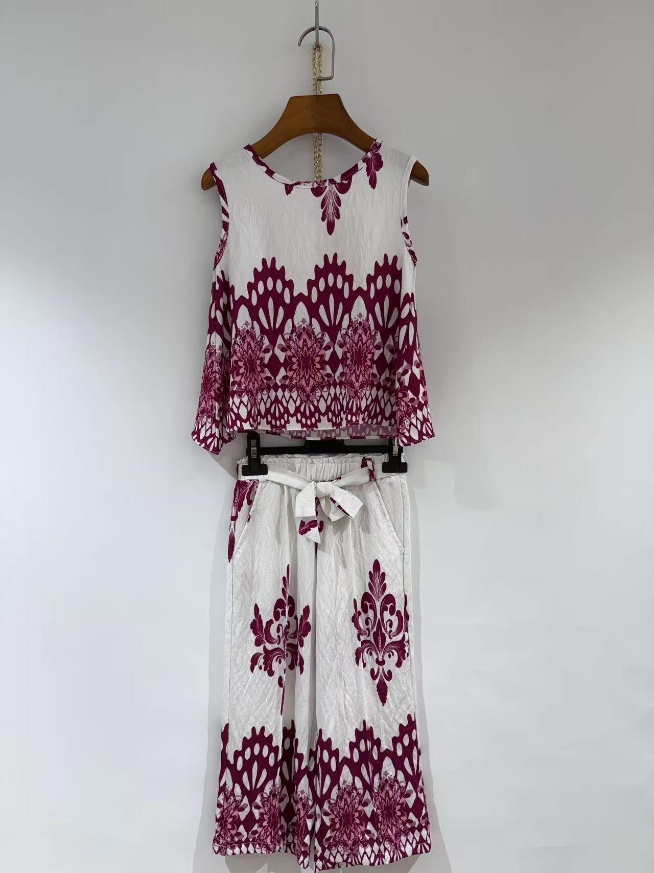 Grossista Fiona & Co - Completo bambina: top boho + pantaloni lunghi leggeri