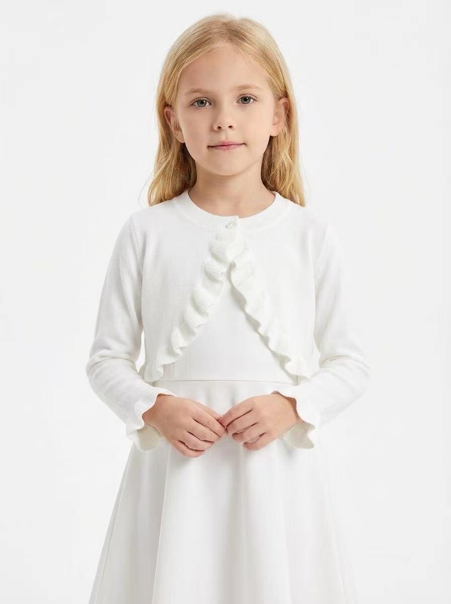 Mayorista Fiona & Co - Cárdigan de invierno para niña con bajo y puños con volantes