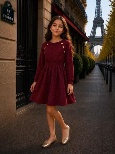 Grossiste Fiona & Co - Robe fille manches longues style survêtement à paillettes Grossiste Fiona & Co - Robe fille manches longues style survêtement à paillettes