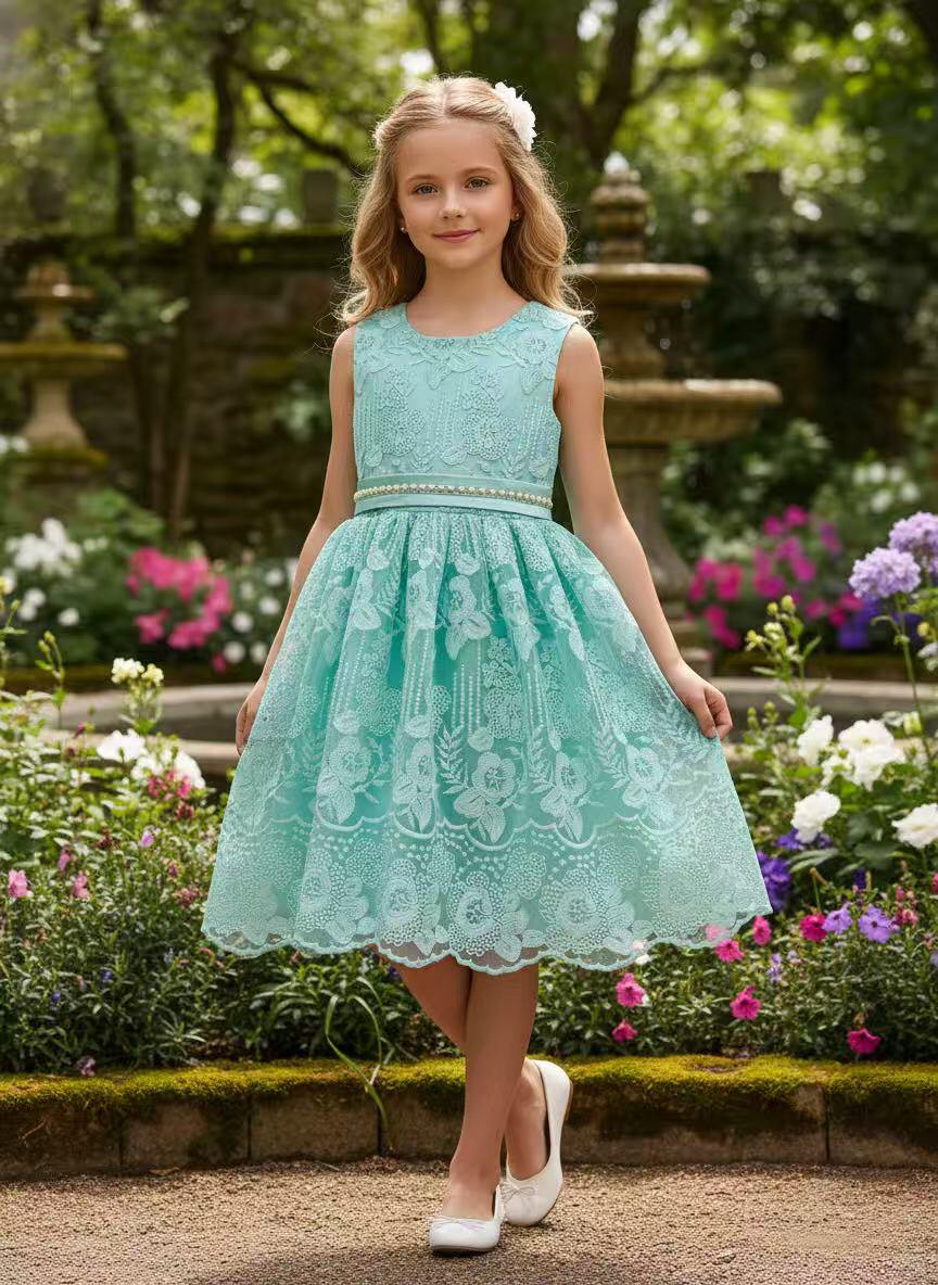 Großhändler Fiona & Co - Mädchenkleid aus Tüll mit bestickten Perlendetails