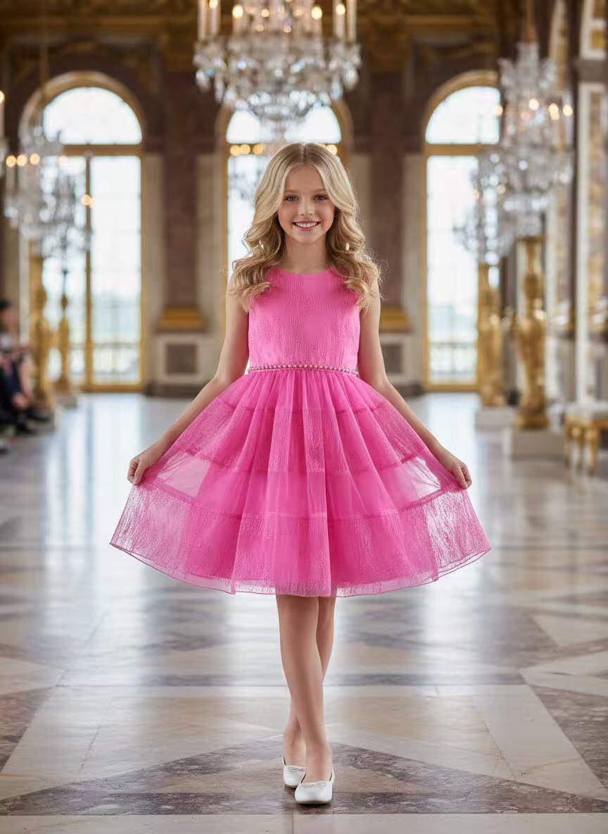 Großhändler Fiona & Co - Mädchenkleid aus Tüll mit bestickten Perlendetails