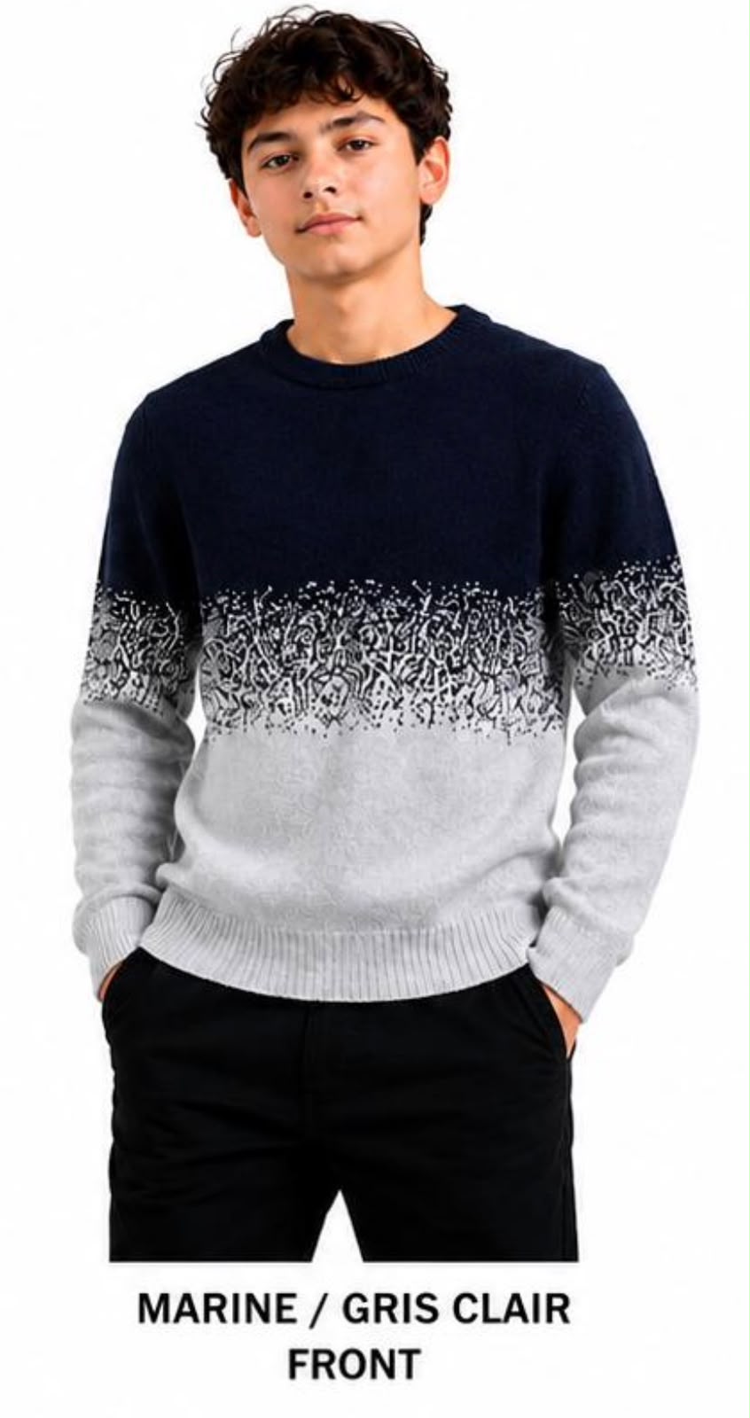 Grossiste Free Star - Pull Dégradé Bleu Grossiste Free Star - Pull Dégradé Bleu