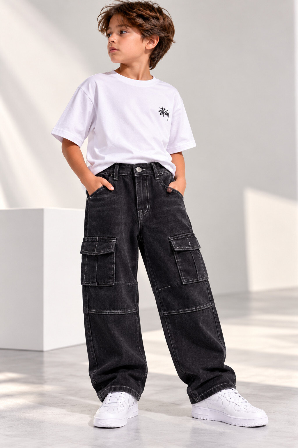 Mayorista Free Star - Vaqueros Cargo Baggy Niño