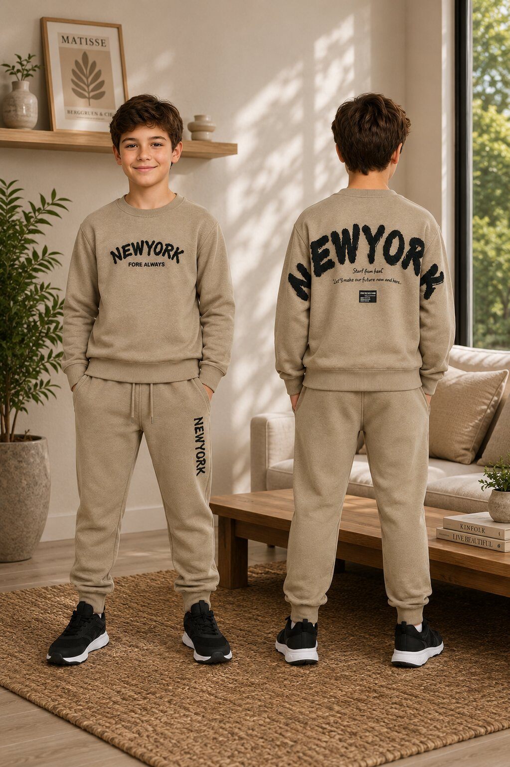 Mayorista Free Star - Conjunto de chándal infantil con cuello redondo