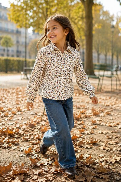 Mayorista Grasstar - Camisa de niña con estampado floral Mayorista Grasstar - Camisa de niña con estampado floral