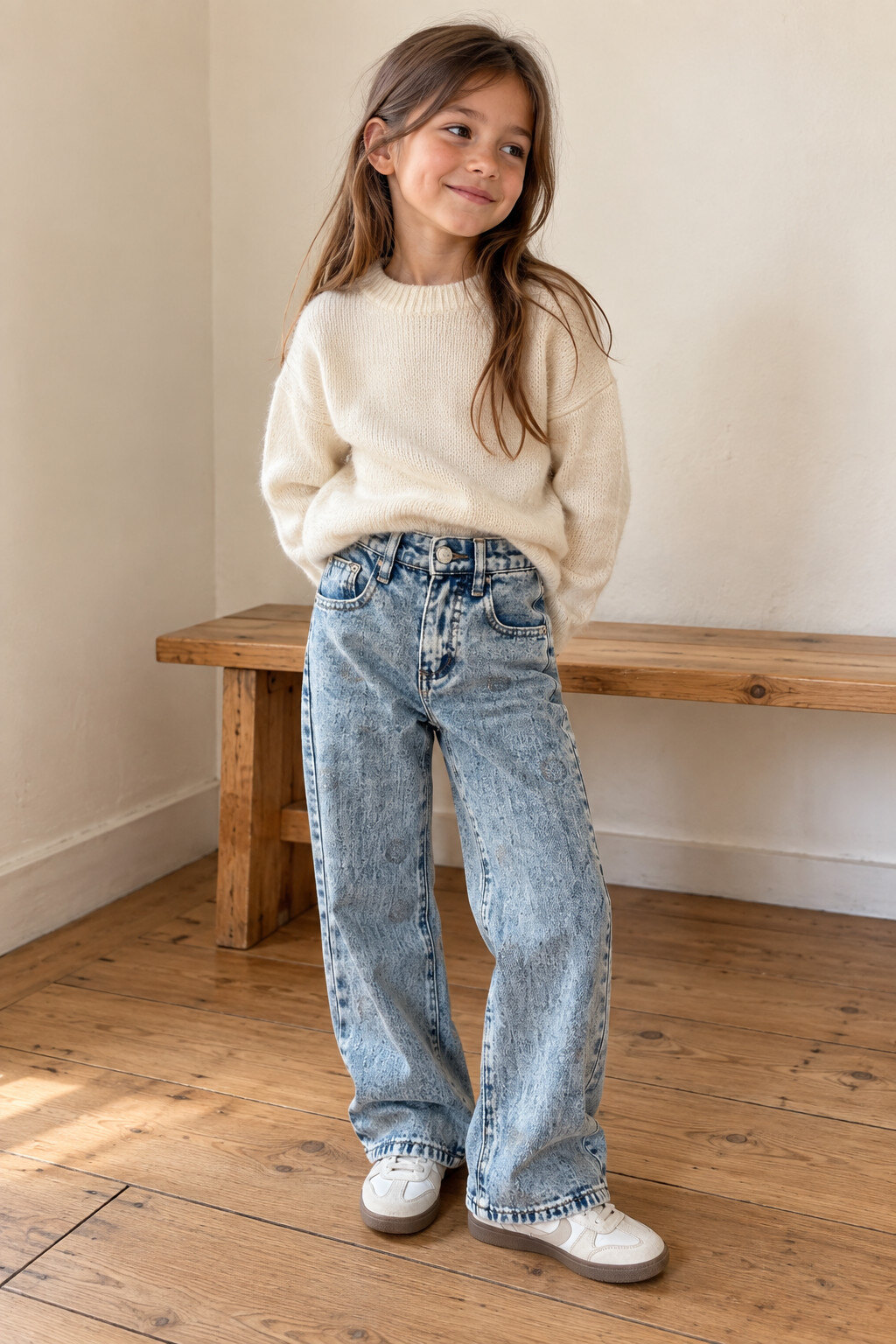 Grossiste Grasstar - Jean large fille à strass