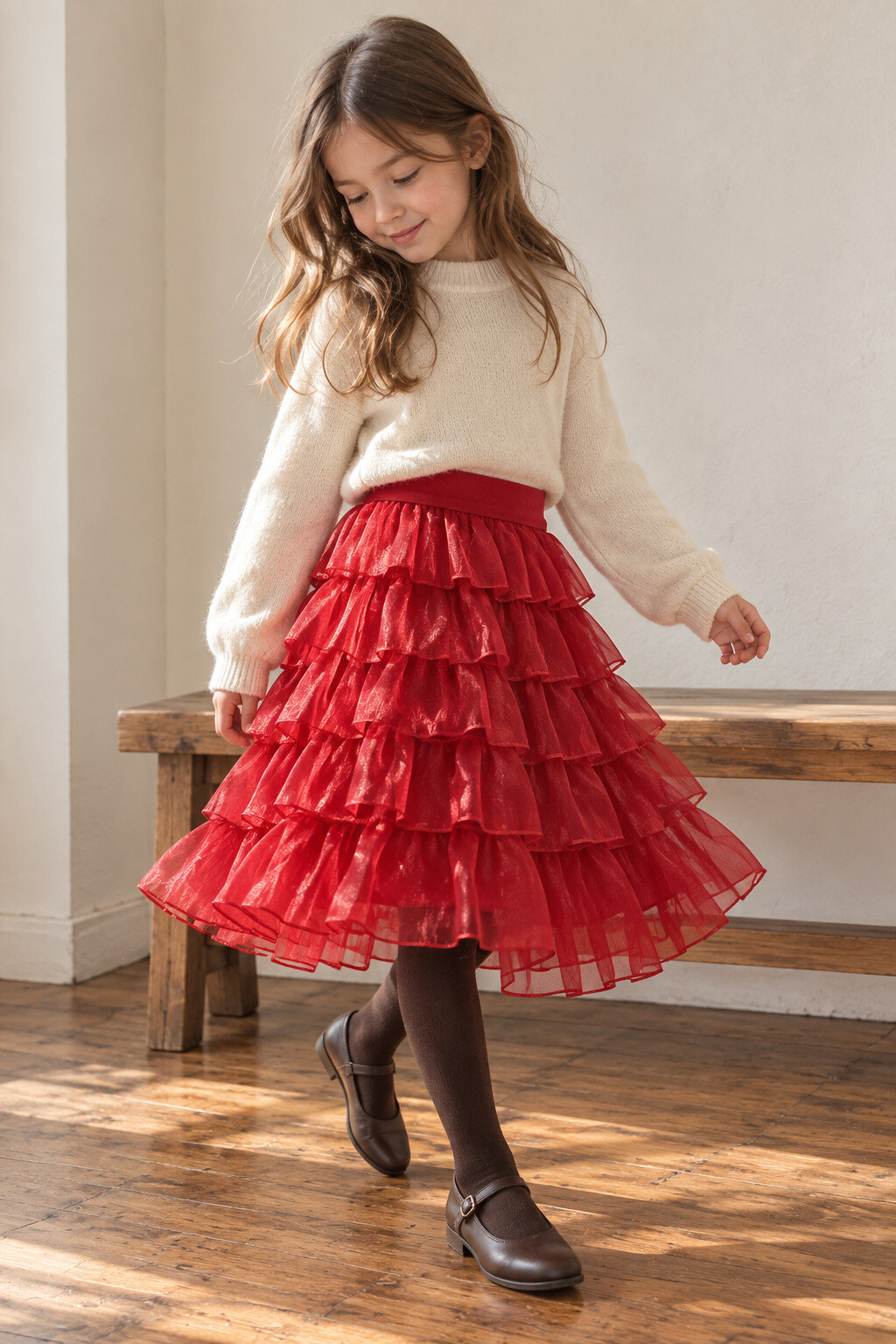 Grossiste Grasstar - Jupe fille longue à volants superposés
