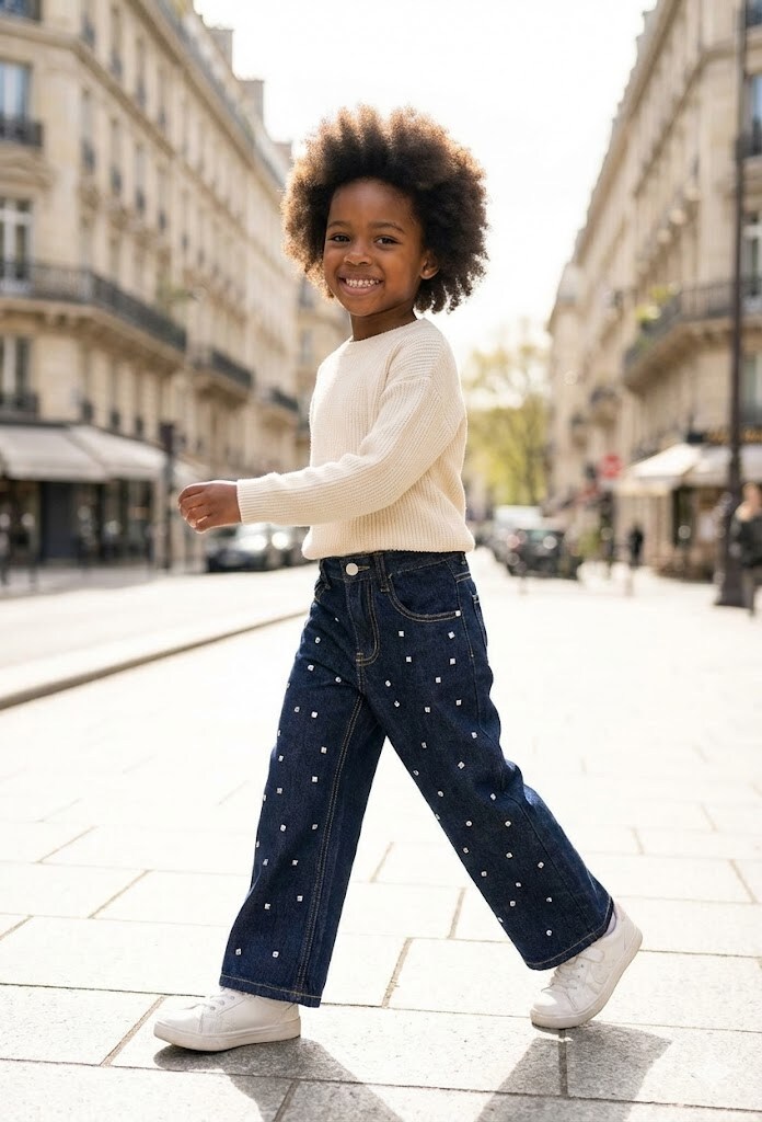 Grossiste Grasstar - Jean évasé à motifs scintillants