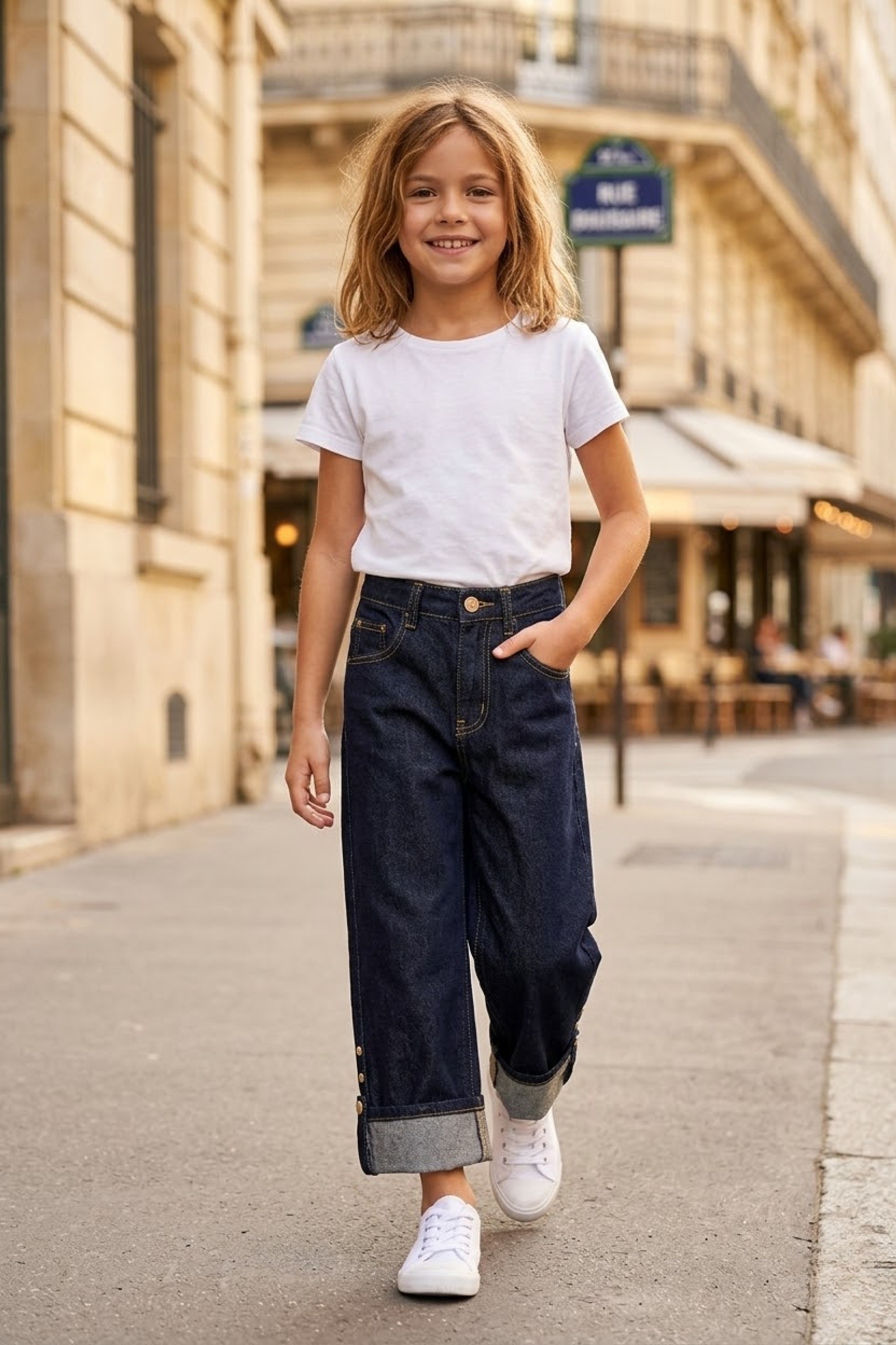 Grossiste Grasstar - Jean large avec ourlet retroussé