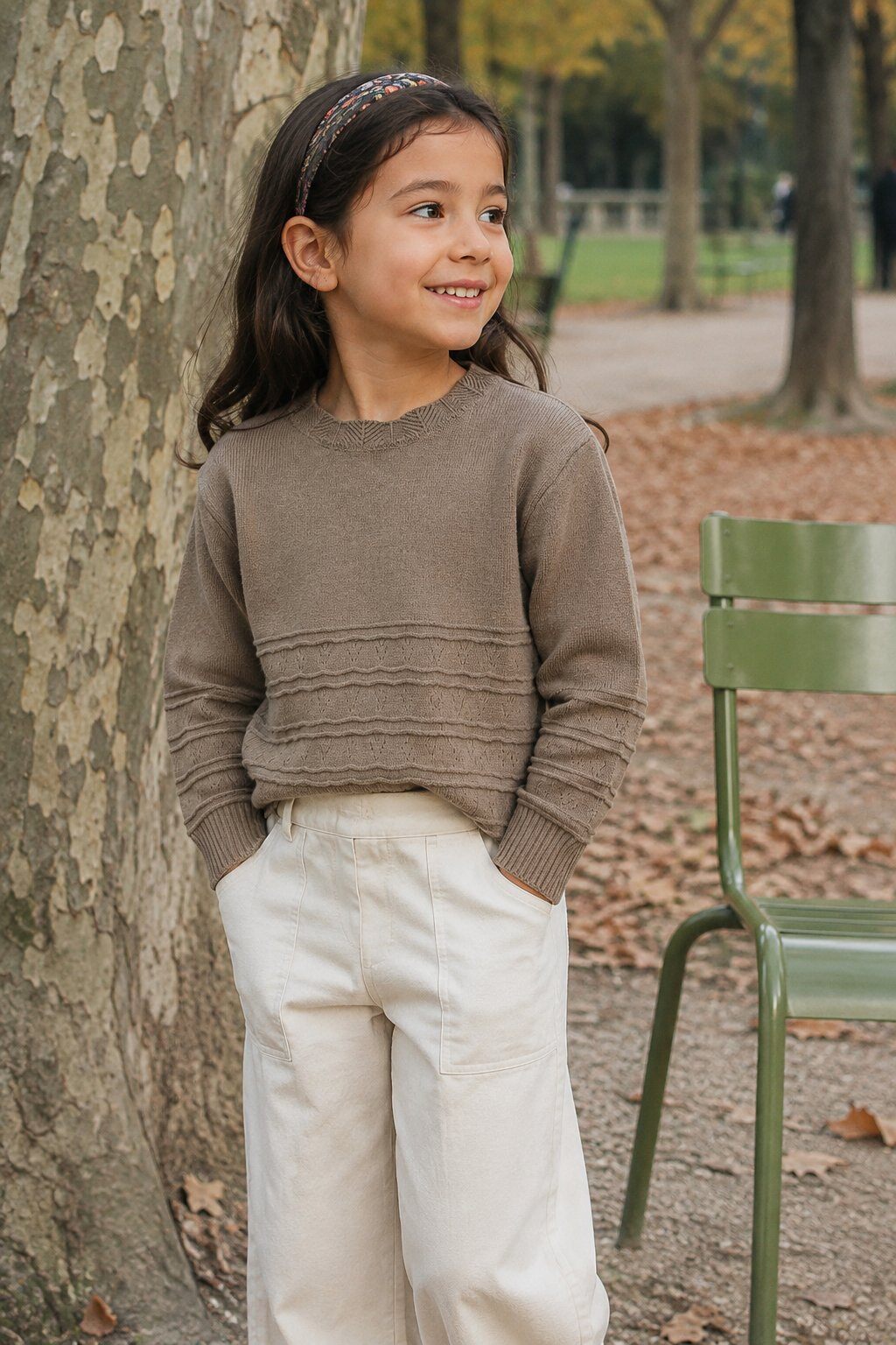 Mayorista Grasstar - Suéter de niña de punto calado con detalles texturizados