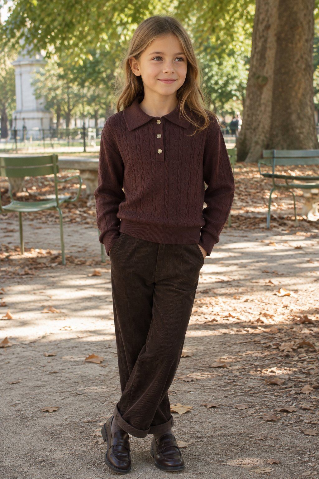 Grossiste Grasstar - Pull fille en maille ajourée à col polo