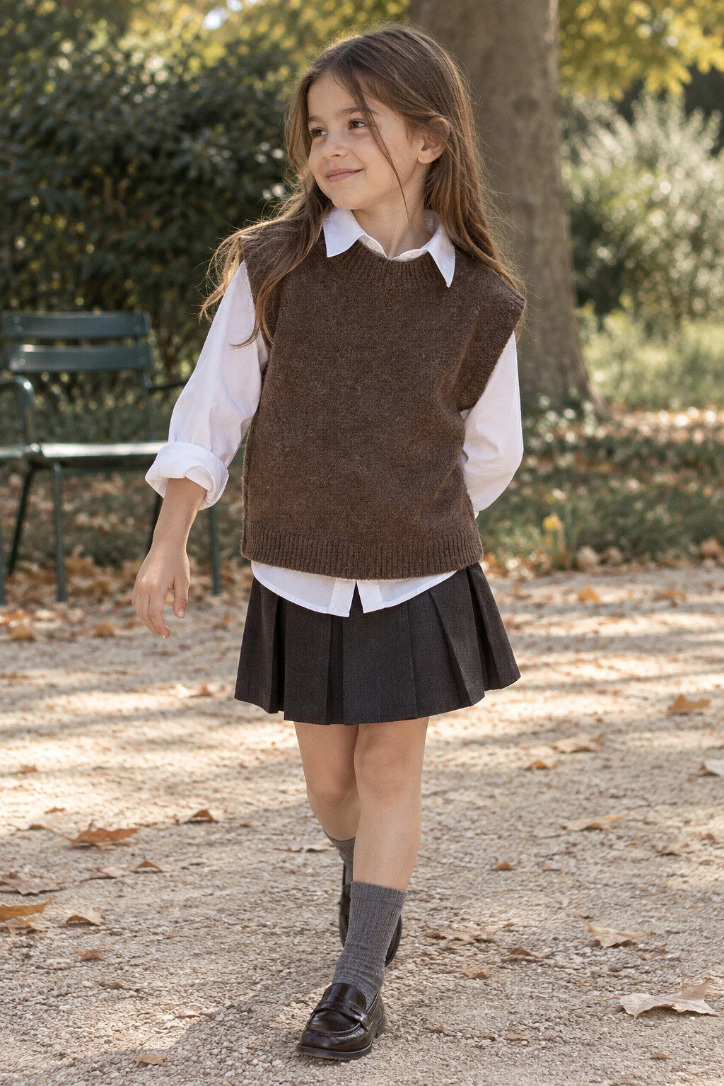 Grossiste Grasstar - Pull sans manches fille en maille à col montant